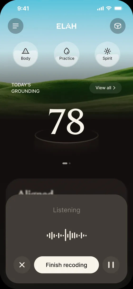 Elah App voice capture interface for prayers and reflections