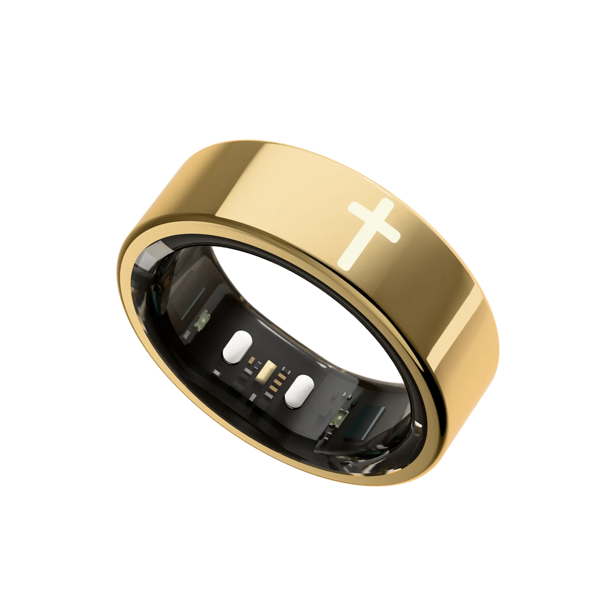 Front of the elah dawn gold smart ring.